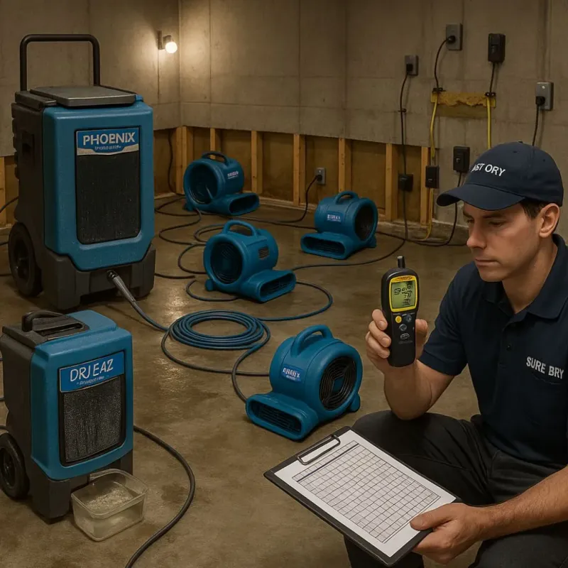 Structural Drying and Dehumidification process in Surry, ME